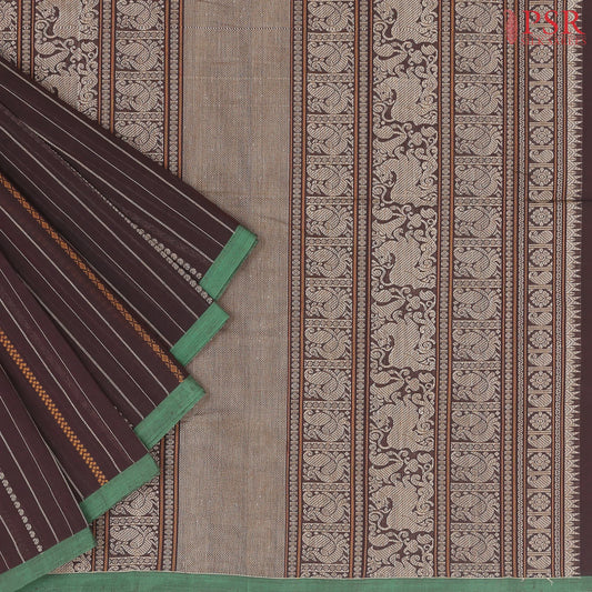 Brown Kalakshetra Kovai Cotton Saree
