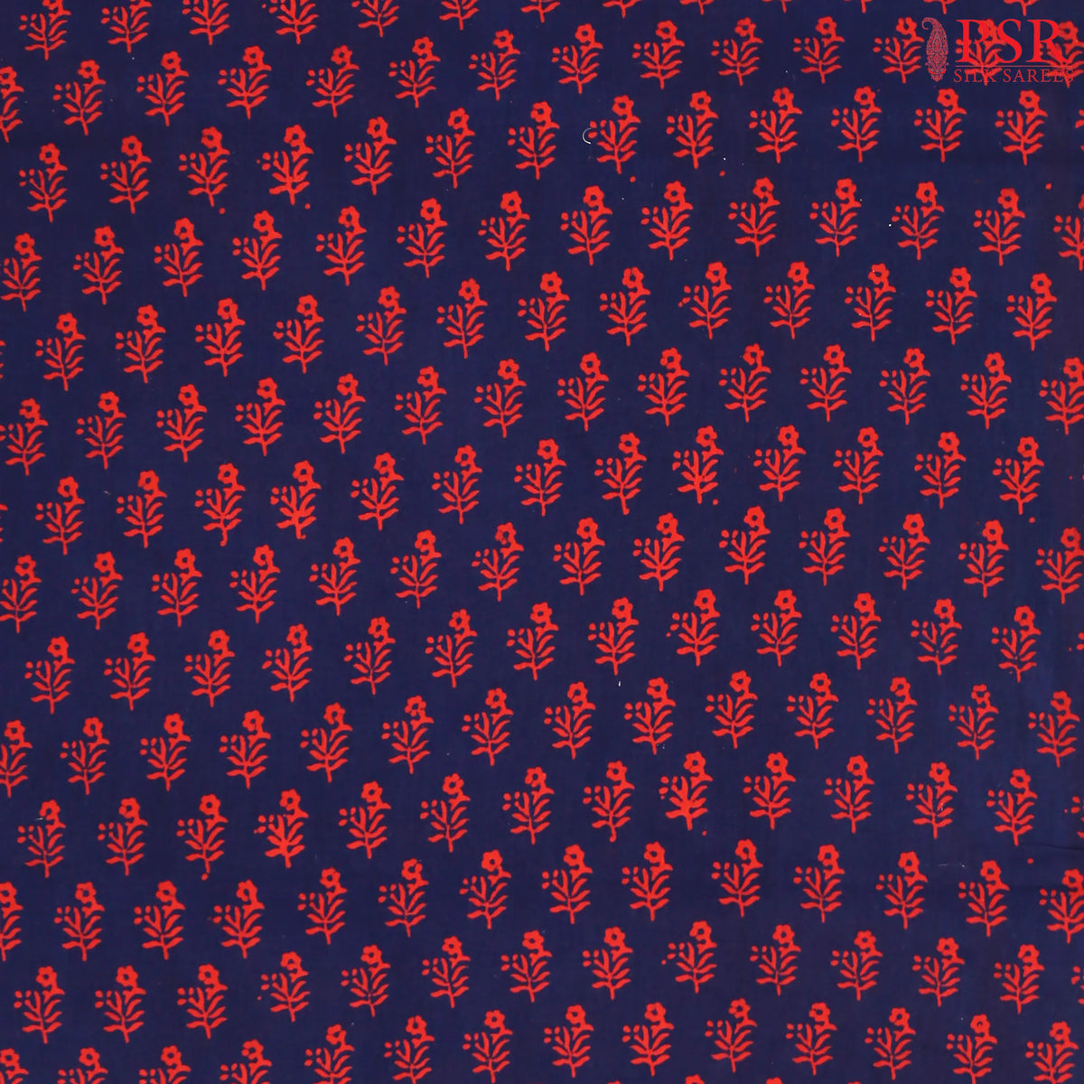 Navy Blue Cotton Print Running Material