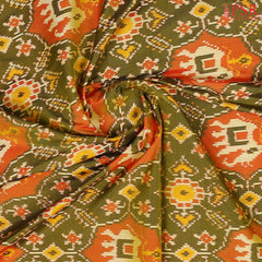 Olive Pochampally Ikat Silk Saree