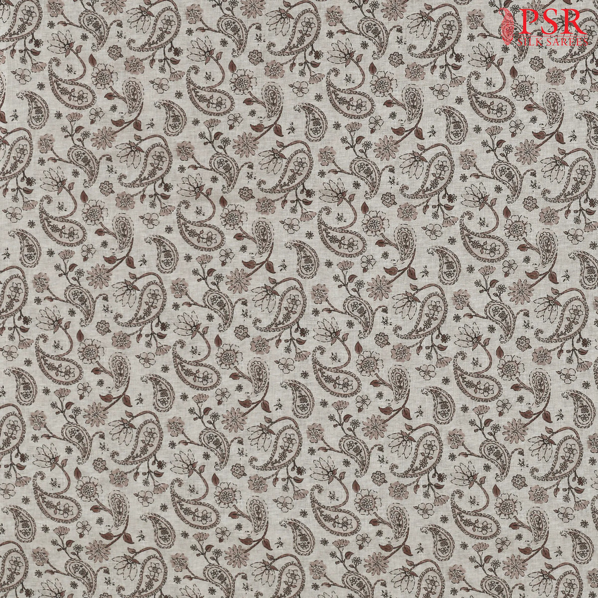 Light Chikoo Linen Print Running Material