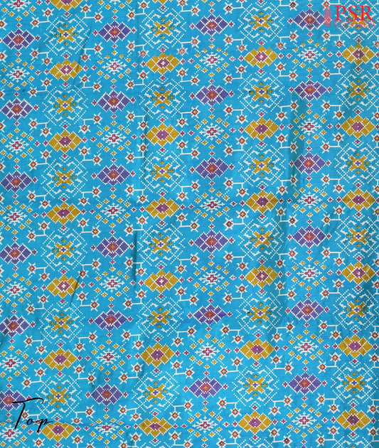 Cerulean Blue Soft Patola Dress Material
