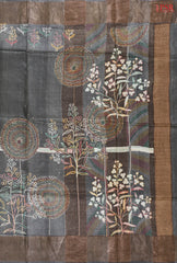 Dark Grey Kadhi Tussar Silk Saree