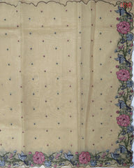Beige Tissue Embroidery Saree