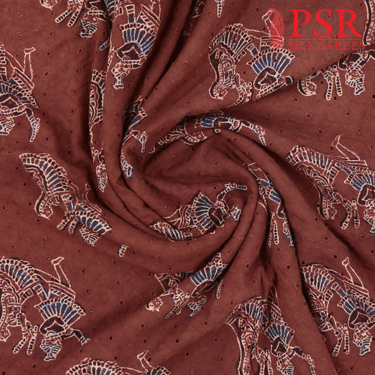 Maroon Hacoba Embroidery Running Material