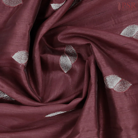 Dark Maroon Kosa Embroidery Saree