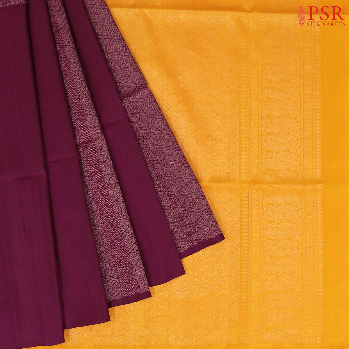 Burgundy Yellow Soft Silk Saree