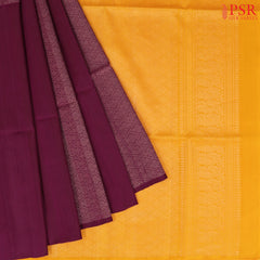 Burgundy Yellow Soft Silk Saree