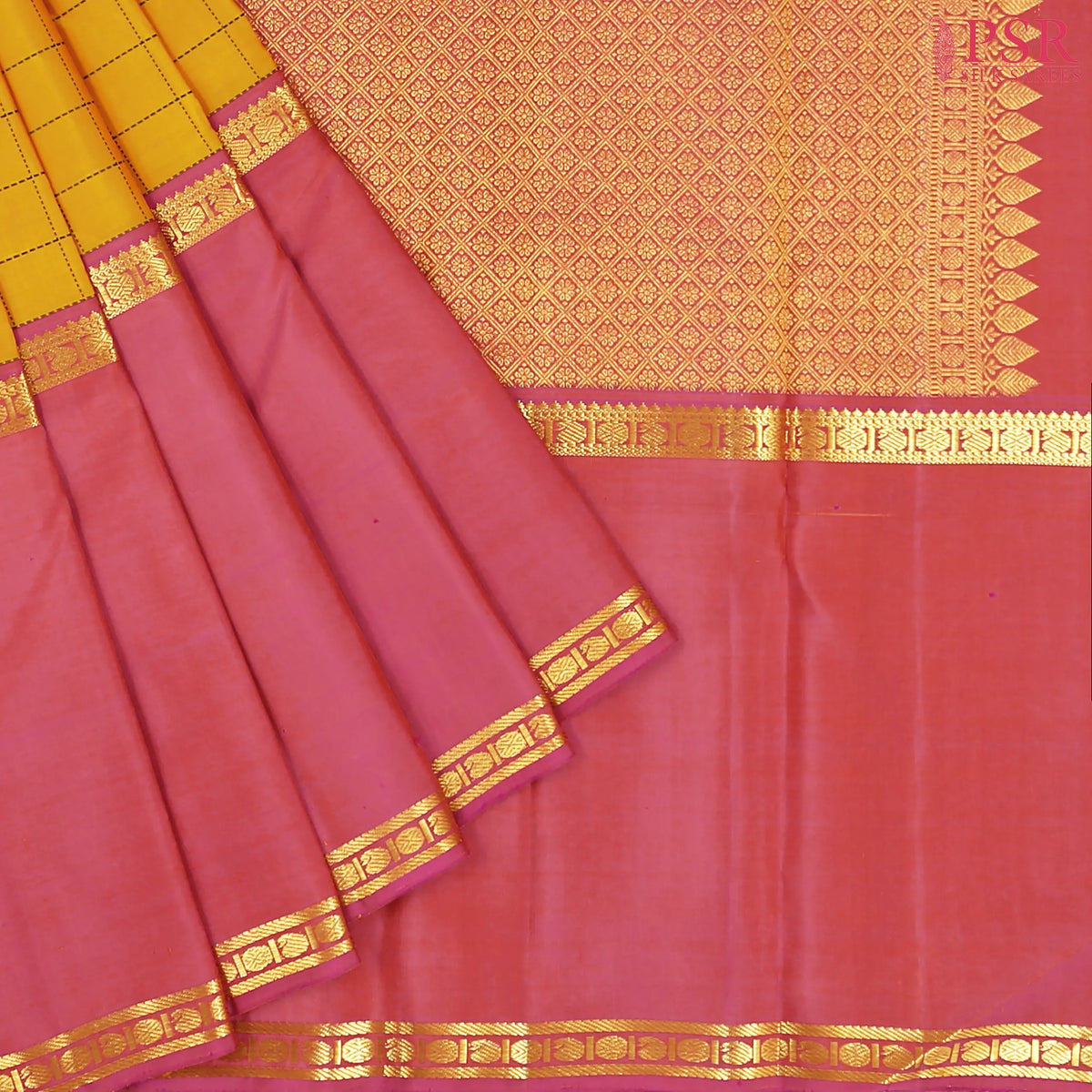 Mustard Yellow Kanchipuram Silk Saree