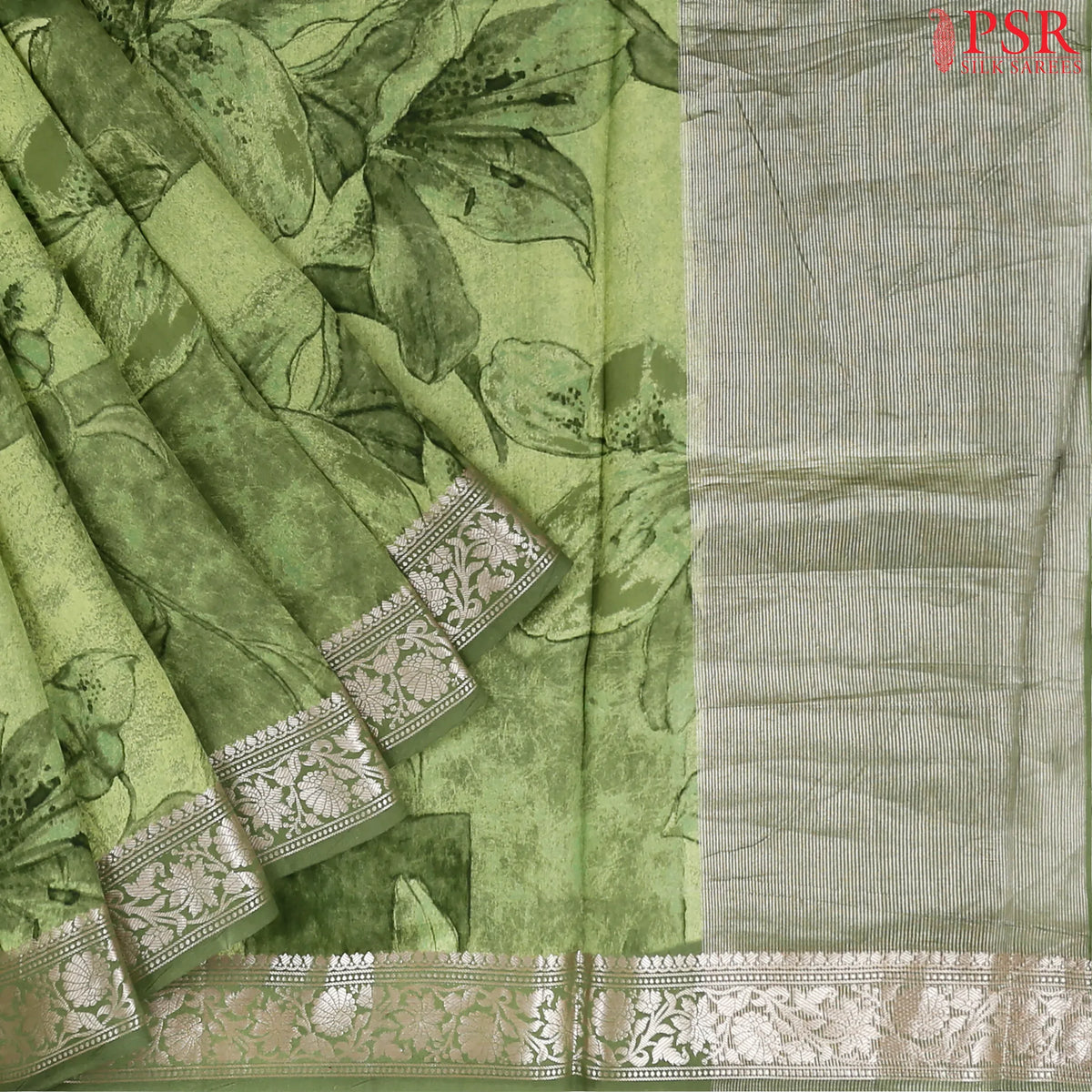 Green Chiniya Silk Saree