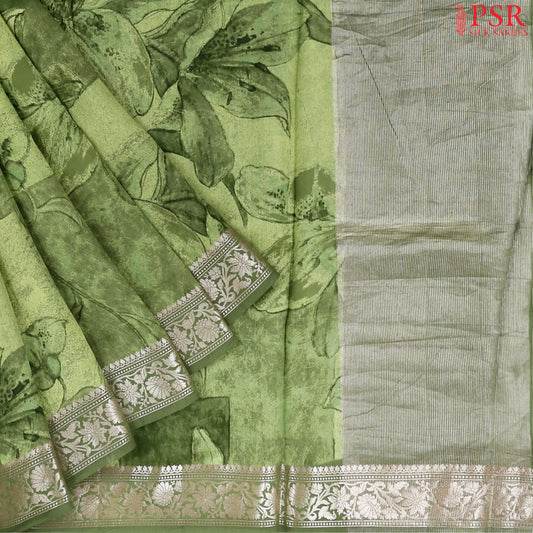 Green Chiniya Silk Saree