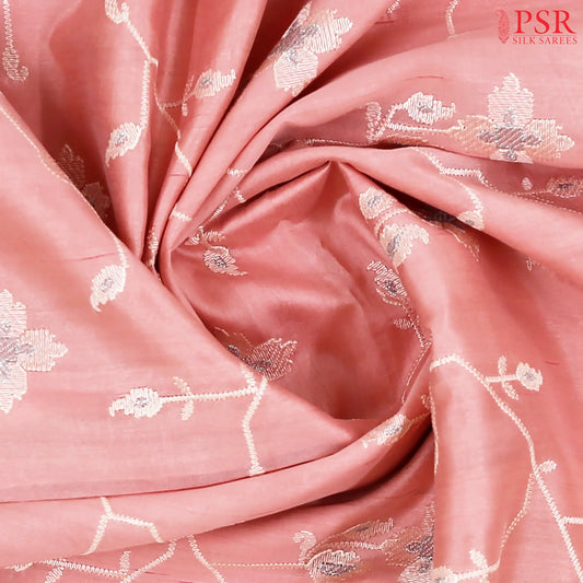 Light Flamingo Pink Semi Tussar Embroidery Saree