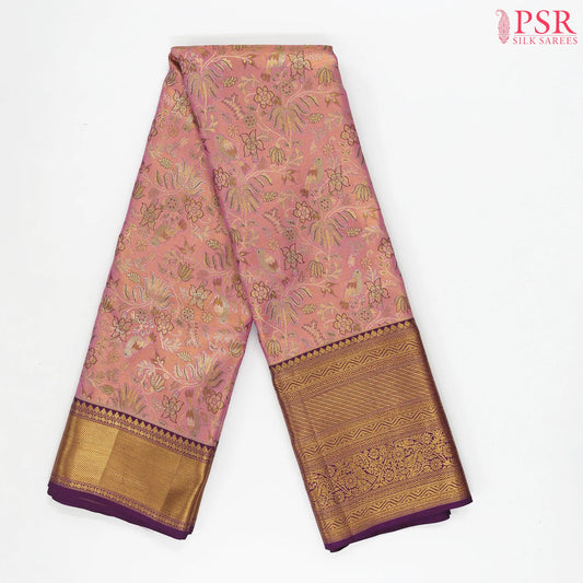 Princess Pink Kanchipuram Jacquard Tissue Silk Saree