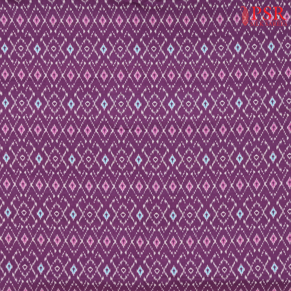 Magenta Purple Semi Tassar Ikkat Print Running Material