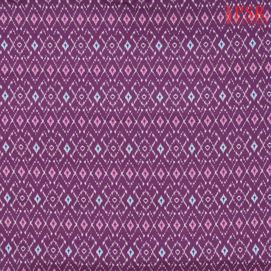 Magenta Purple Semi Tassar Ikkat Print Running Material