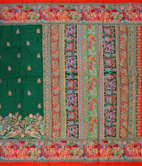 Emerald Green Semi Banaras Saree