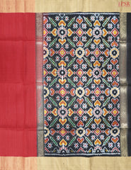 Red Jute Ikkat Soft Silk Saree