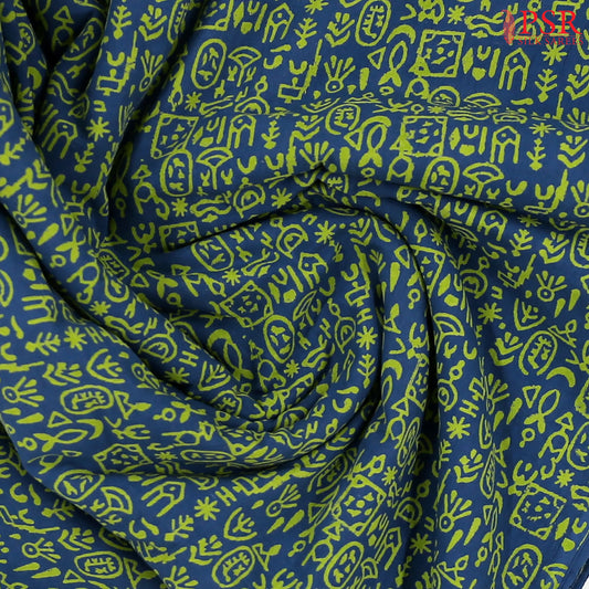 Indigo Blue Jaipur Cotton Print Running Material