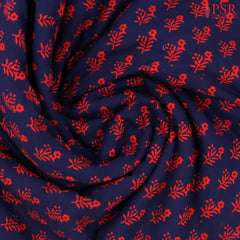 Navy Blue Cotton Print Running Material