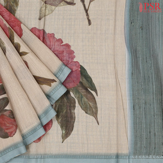 Light Chikoo Munga Silk Saree