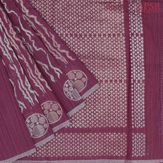 Wine Purple Semi Tussar Saree