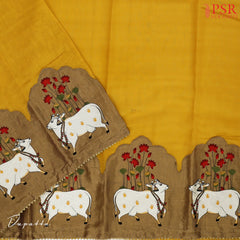 Mustard Yellow Moonga Silk Dress Material