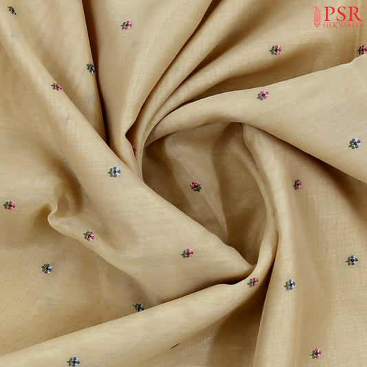 Beige Tissue Embroidery Saree