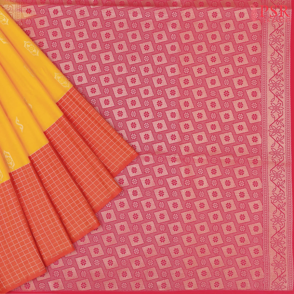 Amber Yellow Soft Art Silk Saree