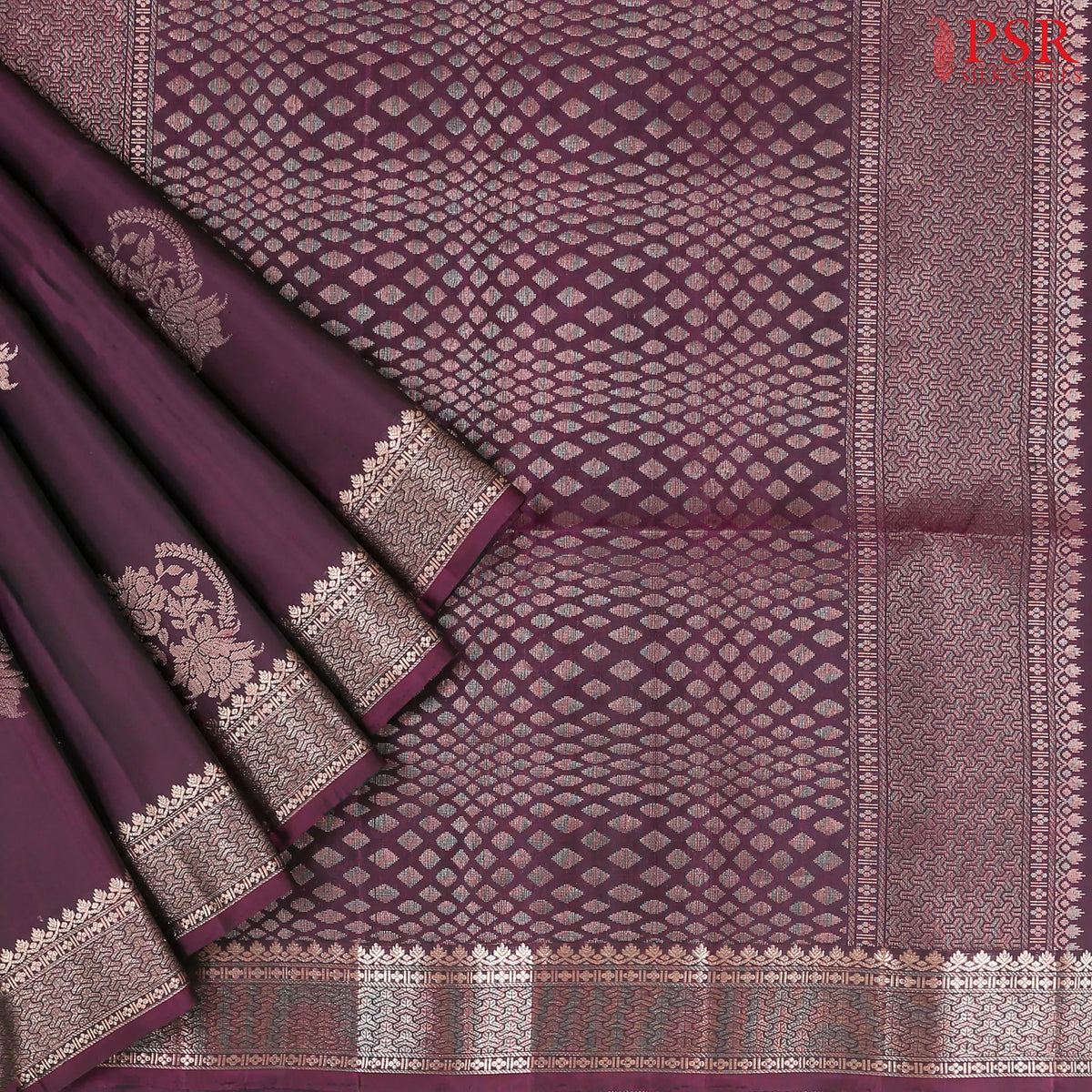 Dark Boysenberry Purple Soft Silk Saree
