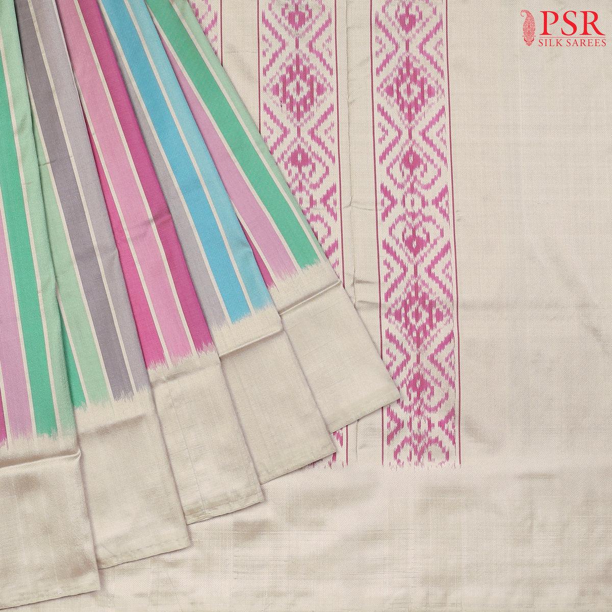 Retro Multicolor Pochampally Silk Ikat Saree