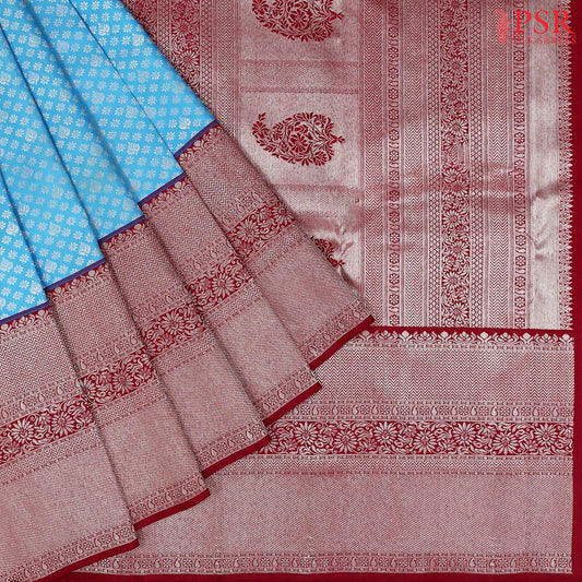 Sky Blue Kanchipuram Silk Saree