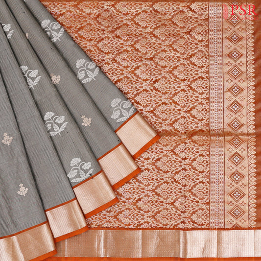 Fossil Grey Soft Silk Saree