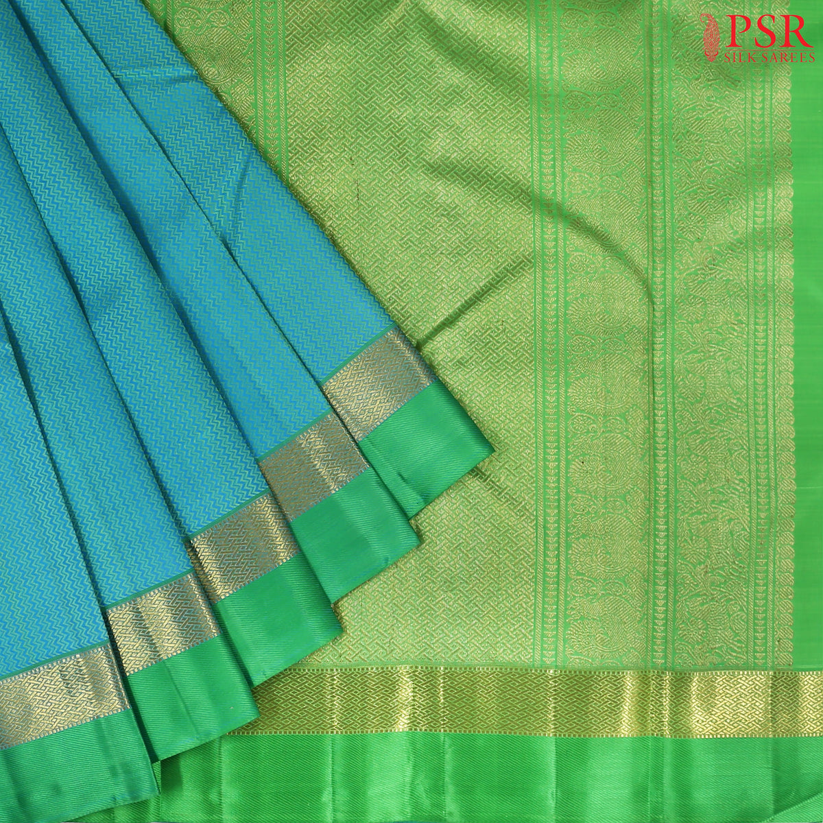 Capri Blue Kanchipuram Silk Saree