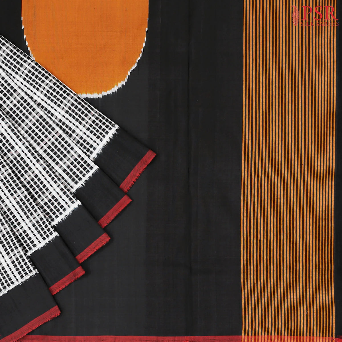 Grey & Black Pochampally Silk Saree
