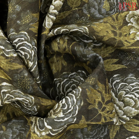 Dark Olive Green Bamboo Silk Sarees