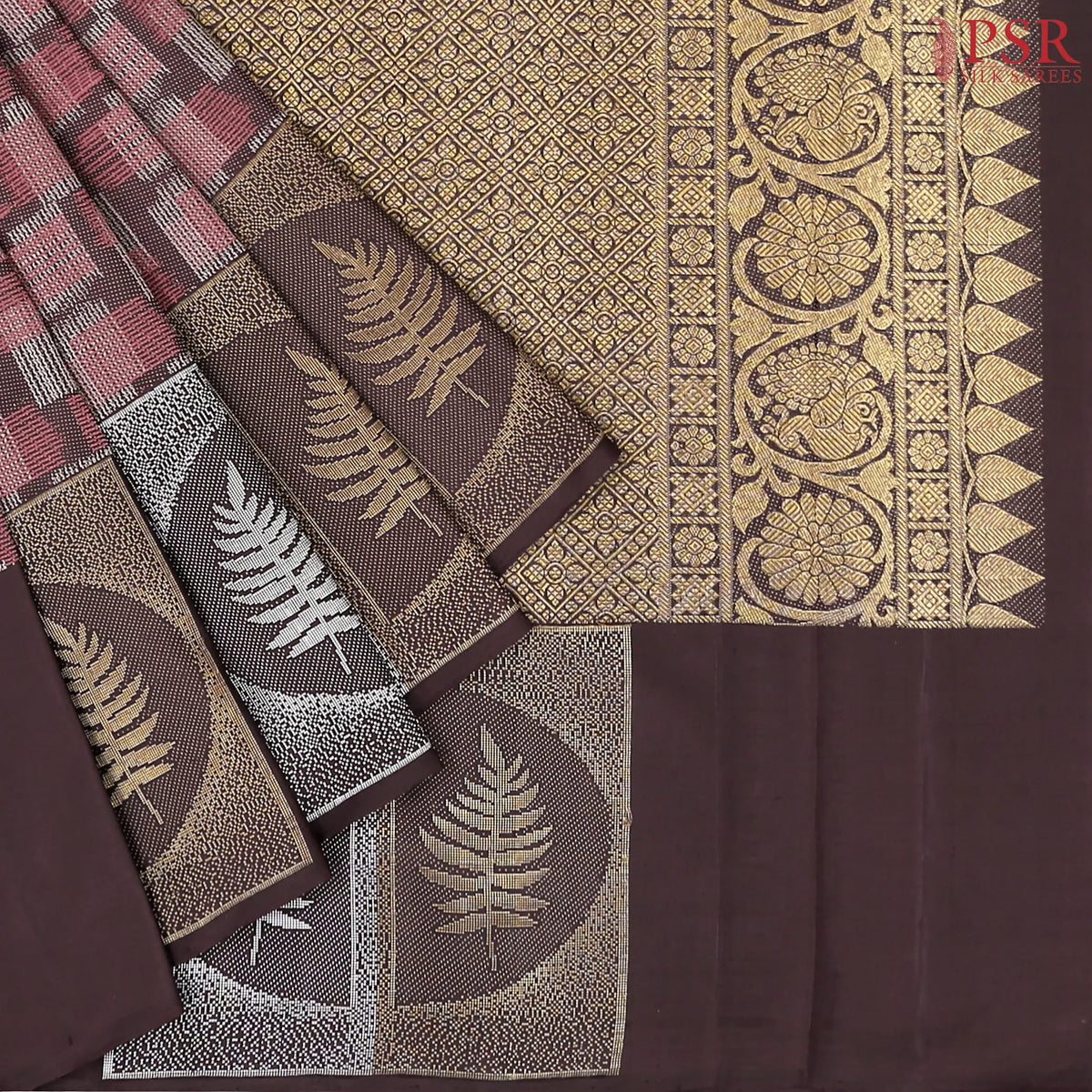 Umber Brown Kanchipuram Tissue Silk Saree