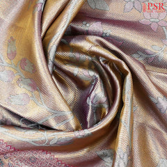 Golden Purple Kanchipuram Jacquard Tissue Silk Saree