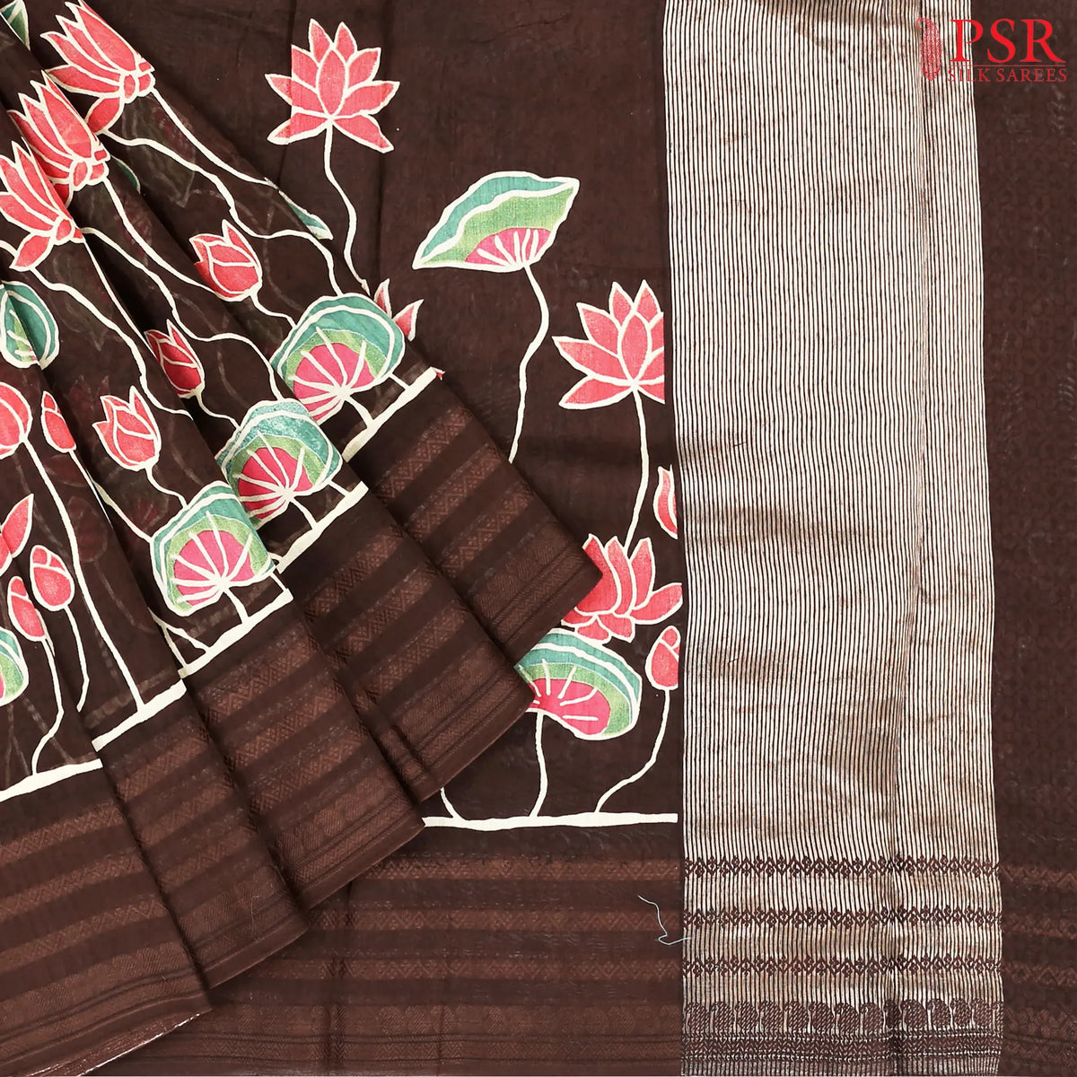 Brown Chanderi Silk Cotton Saree