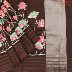 Brown Chanderi Silk Cotton Saree