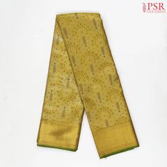 Golden Olive Yellow Kanchipuram Jacquard Tissue Silk Saree