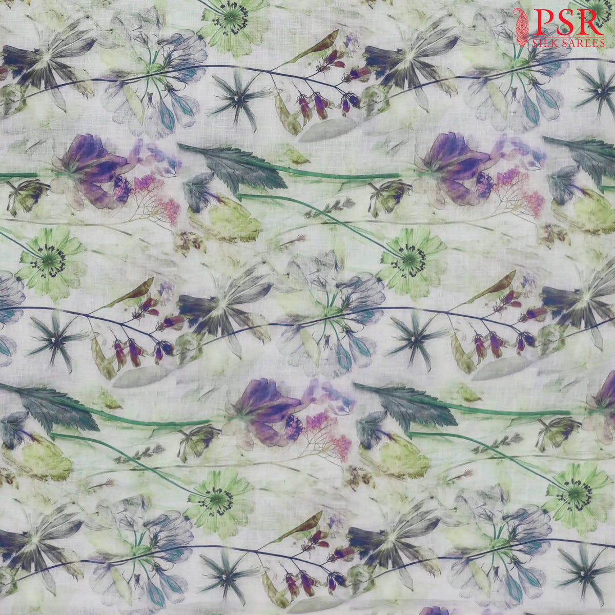 Light Green Linen Print Running Material