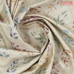 Beige Semi Tussar Embroidery Saree