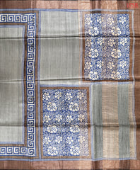 Zinc Grey Kadhi Tussar Silk Saree