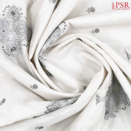 White Kosa Embroidery Saree