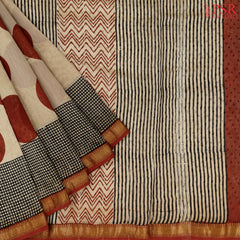 Tan Chanderi Silk Cotton Saree