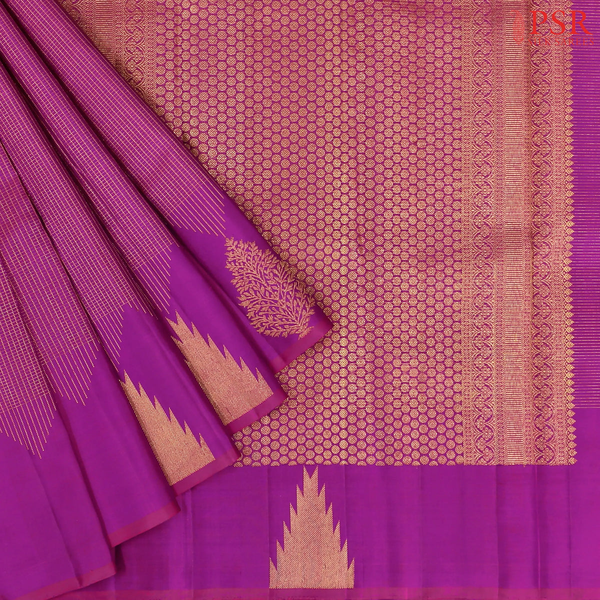 Dark Fuchsia Kanchipuram Silk Saree