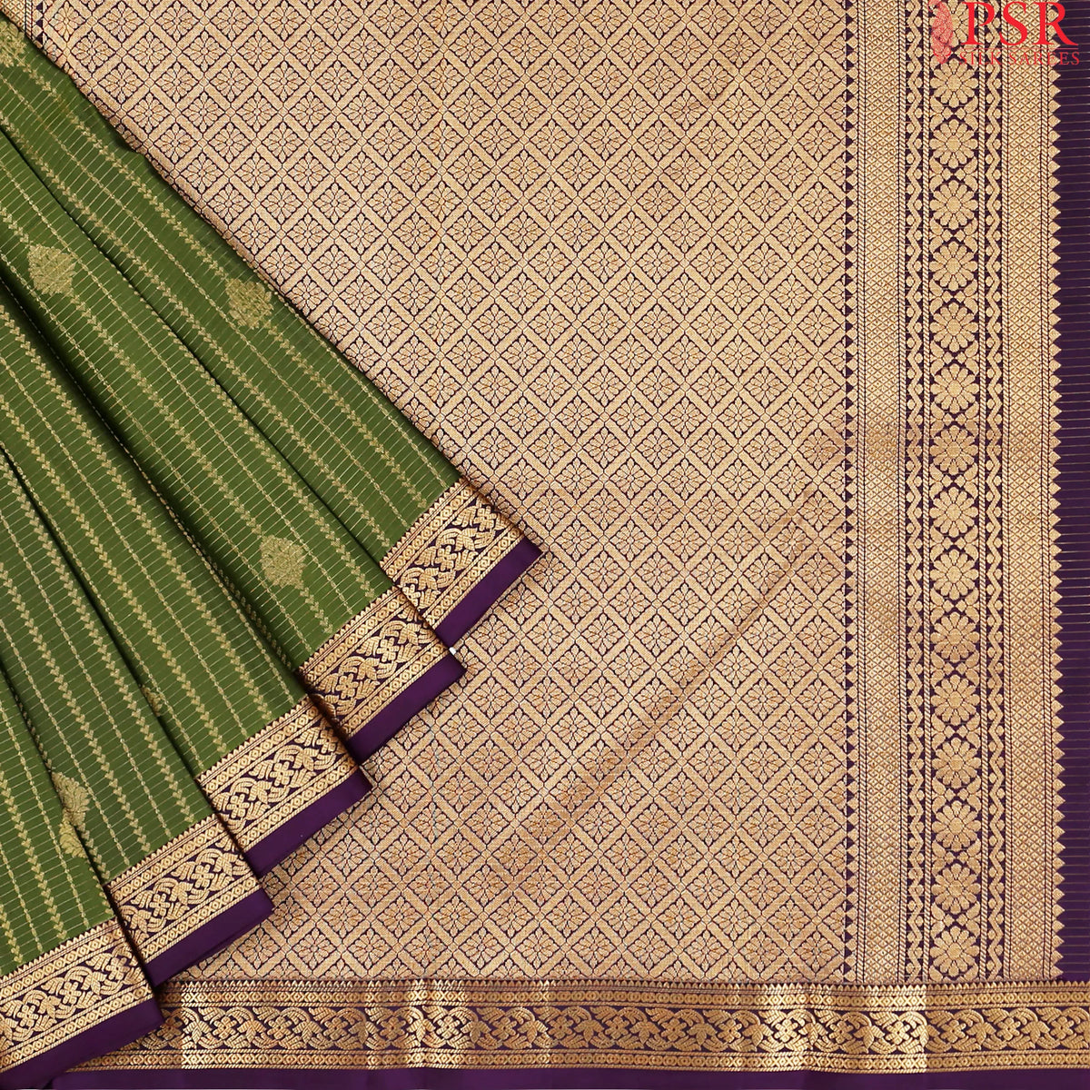 Olive Green Fancy Kanchipuram Silk Saree
