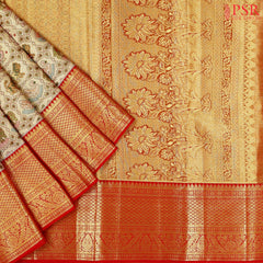 Champagne Gold Kanchipuram Jacquard Tissue Silk Saree