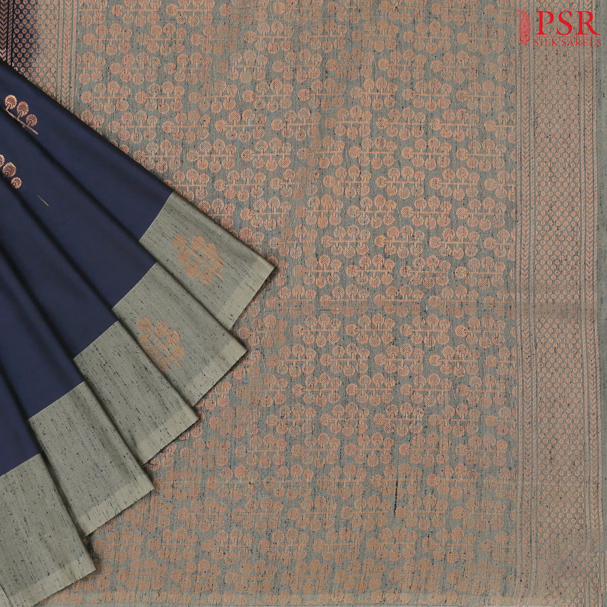 Dark Blue Jute Art Silk Saree