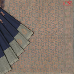 Dark Blue Jute Art Silk Saree