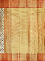 Champagne Gold Kanchipuram Jacquard Tissue Silk Saree